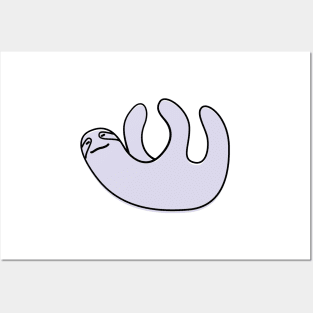 Cute Silly Simple Minimalist Pastel Purple Sloth Posters and Art